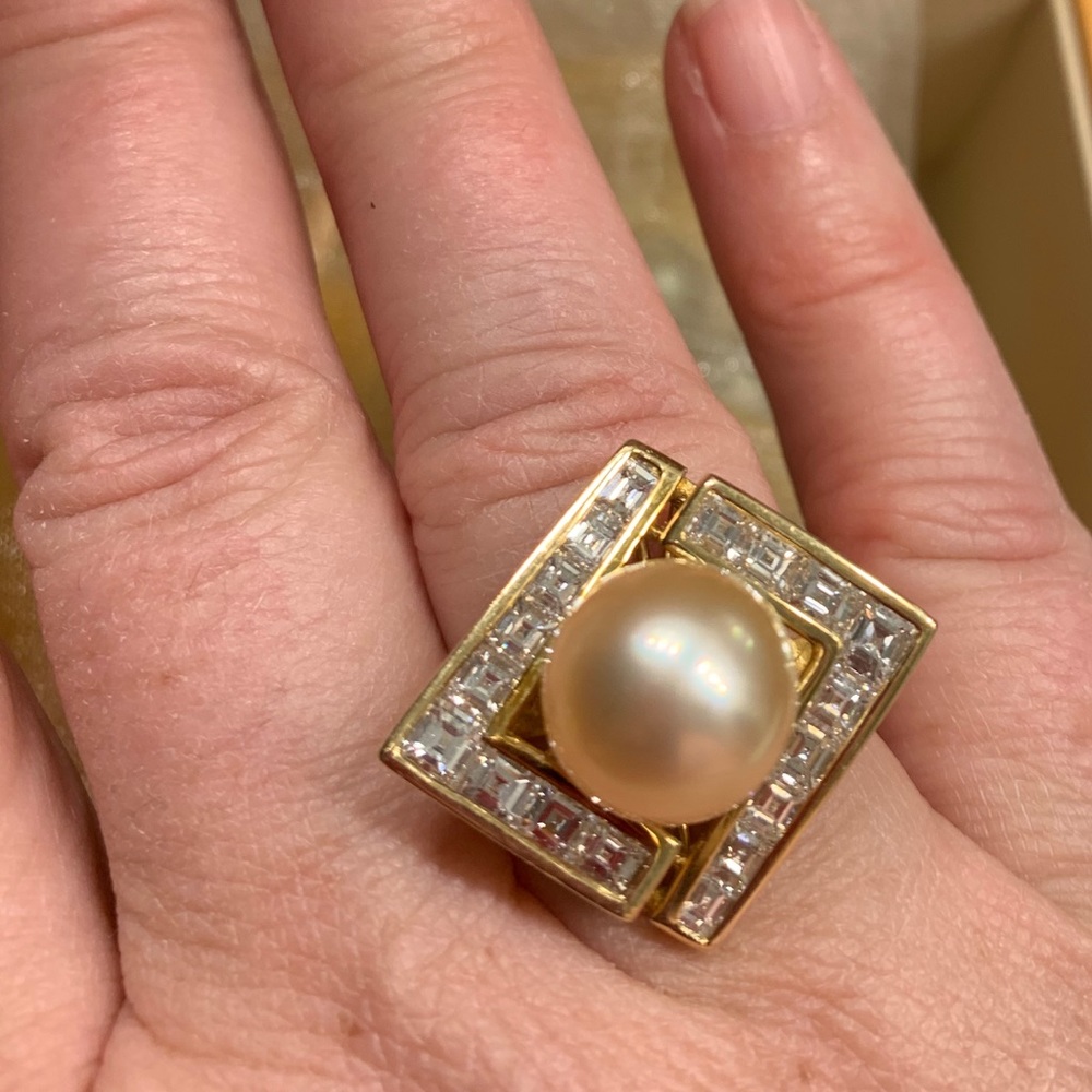2.38 carat 12mm golden South Sea Pearl  ring 18k